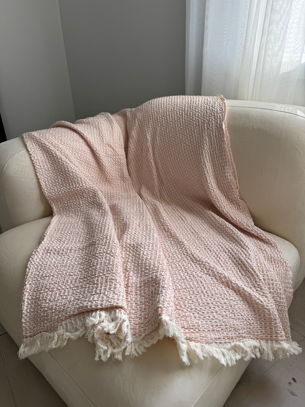 Pink Waffle Throw