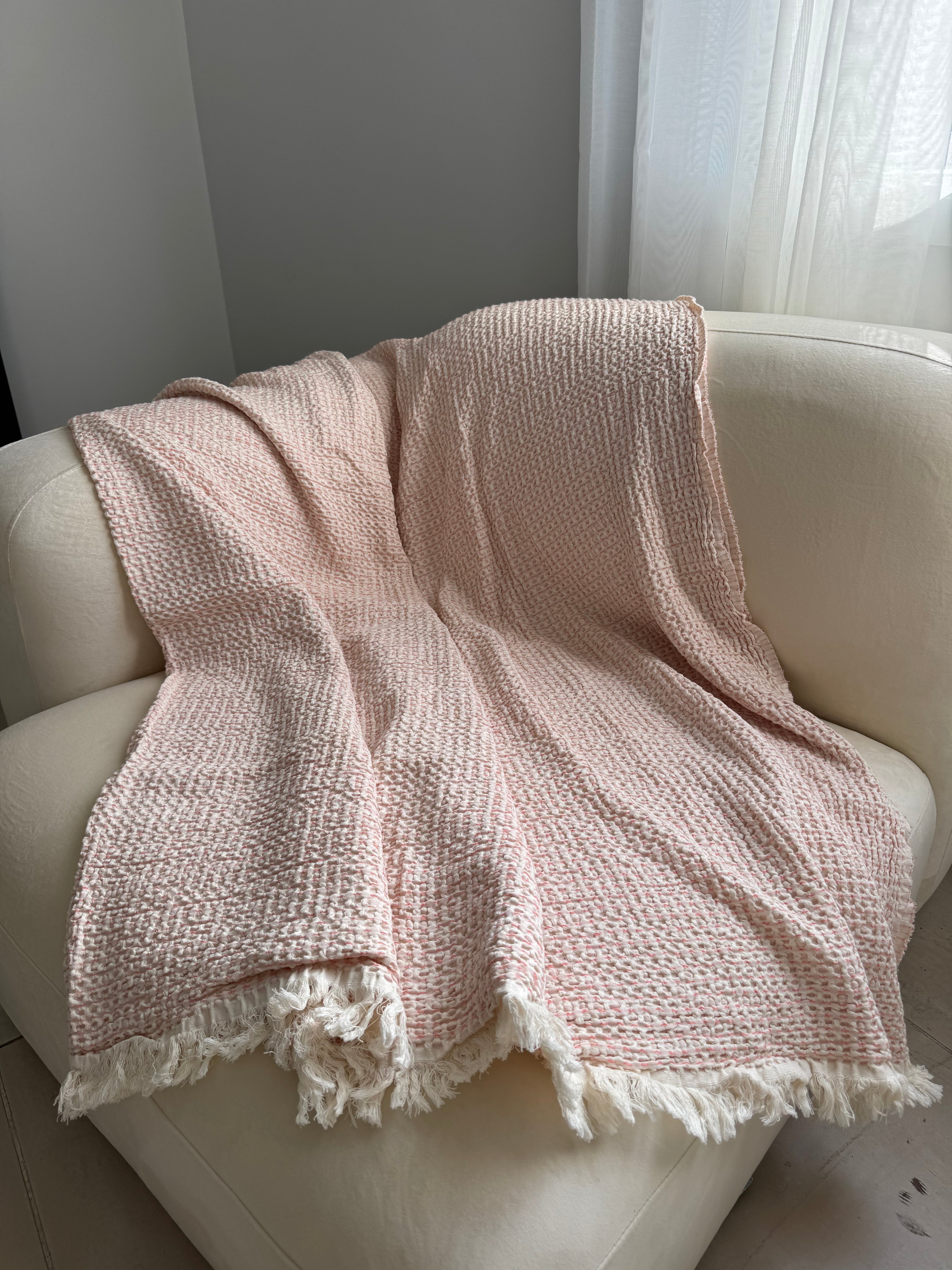 Pink Waffle Throw