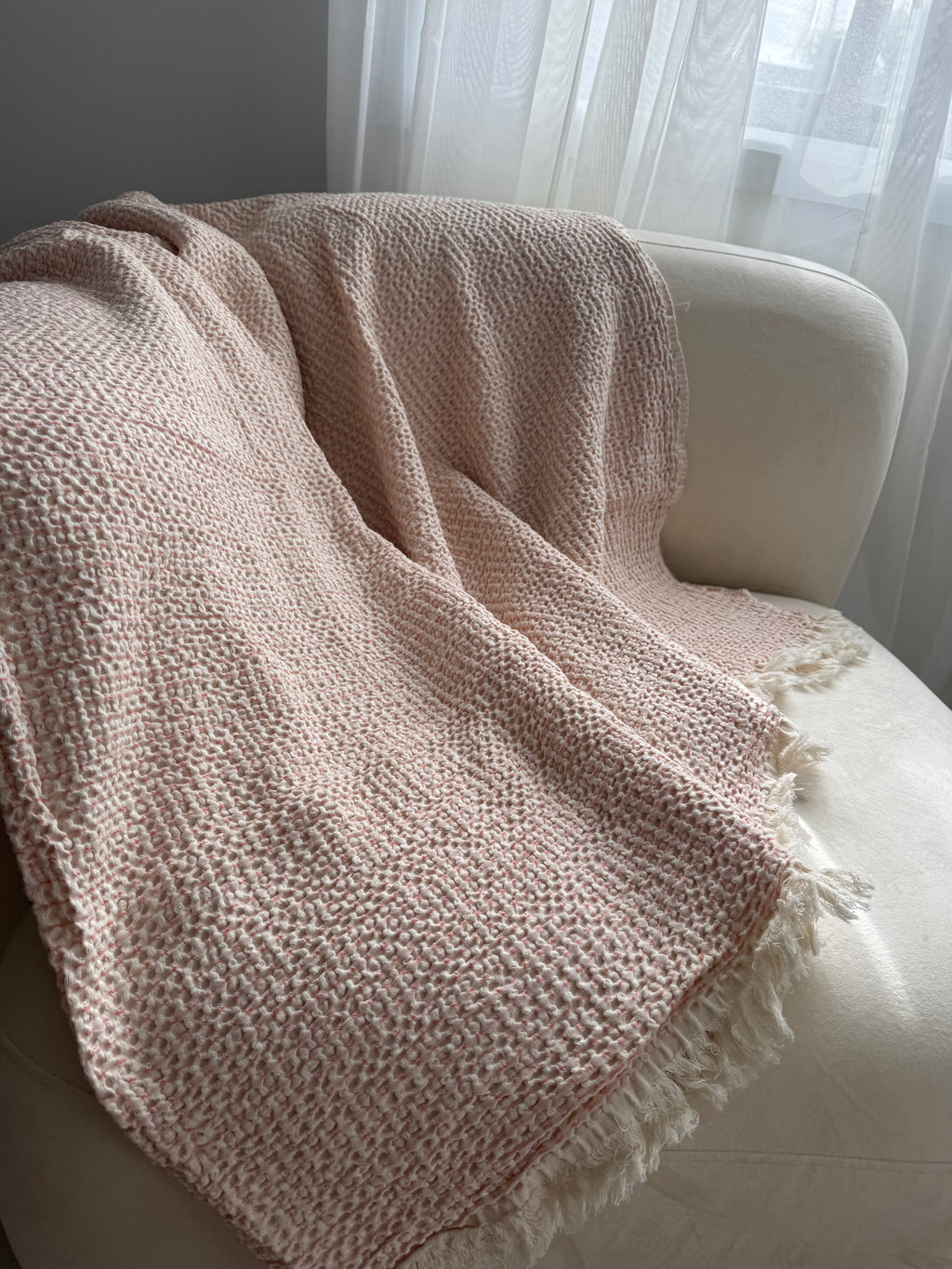 Pink Waffle Throw