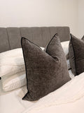 Charcoal Luxe|Black Pipping 55x55cm Cushion Cover