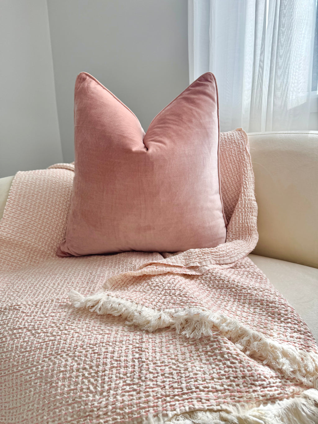 Pink Velvet Cushion Cover 55x55cm