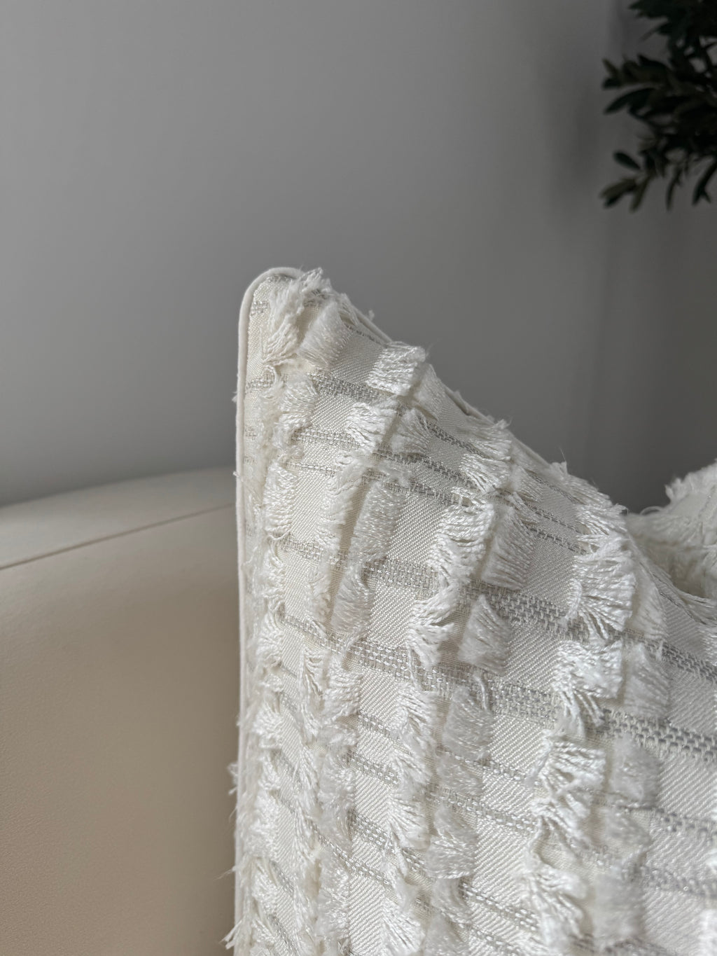 Pearl White Fringe Cushion Cover 55x55cm